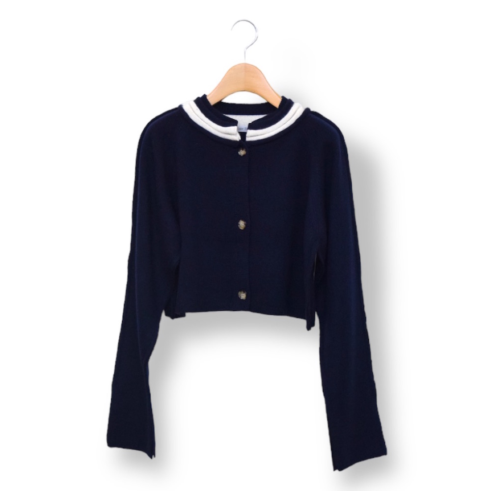 Apaiser lame（アペゼラム）クロップドニット　ネービー